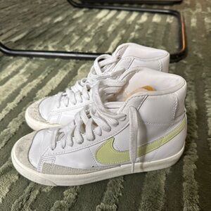 Nike White and Green High-Top Sneakers